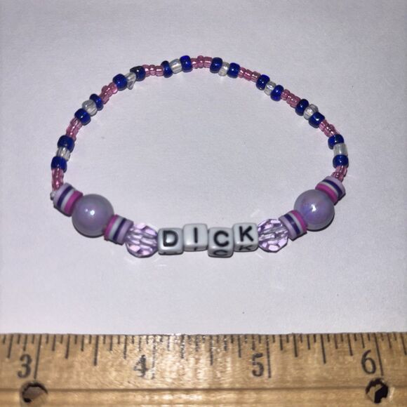 Pink “D*ck” Bracelet Adult Humor Beaded Handmade Naughty Word Accessories - Picture 1 of 2